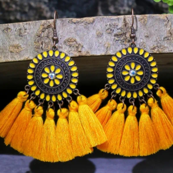 2/$40 Y2KNEW Western Tribal Preppy Clueless Boho Tassel Dangling Earrings(#0123) - Picture 4 of 7